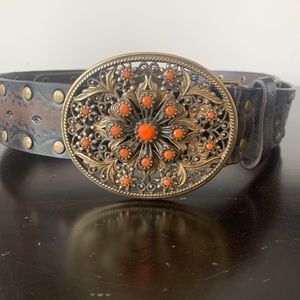 Western Oval Brass Buckle Belt